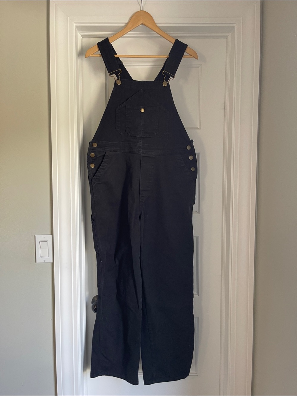 Quince Black Wide-Leg Overall Jumpsuit